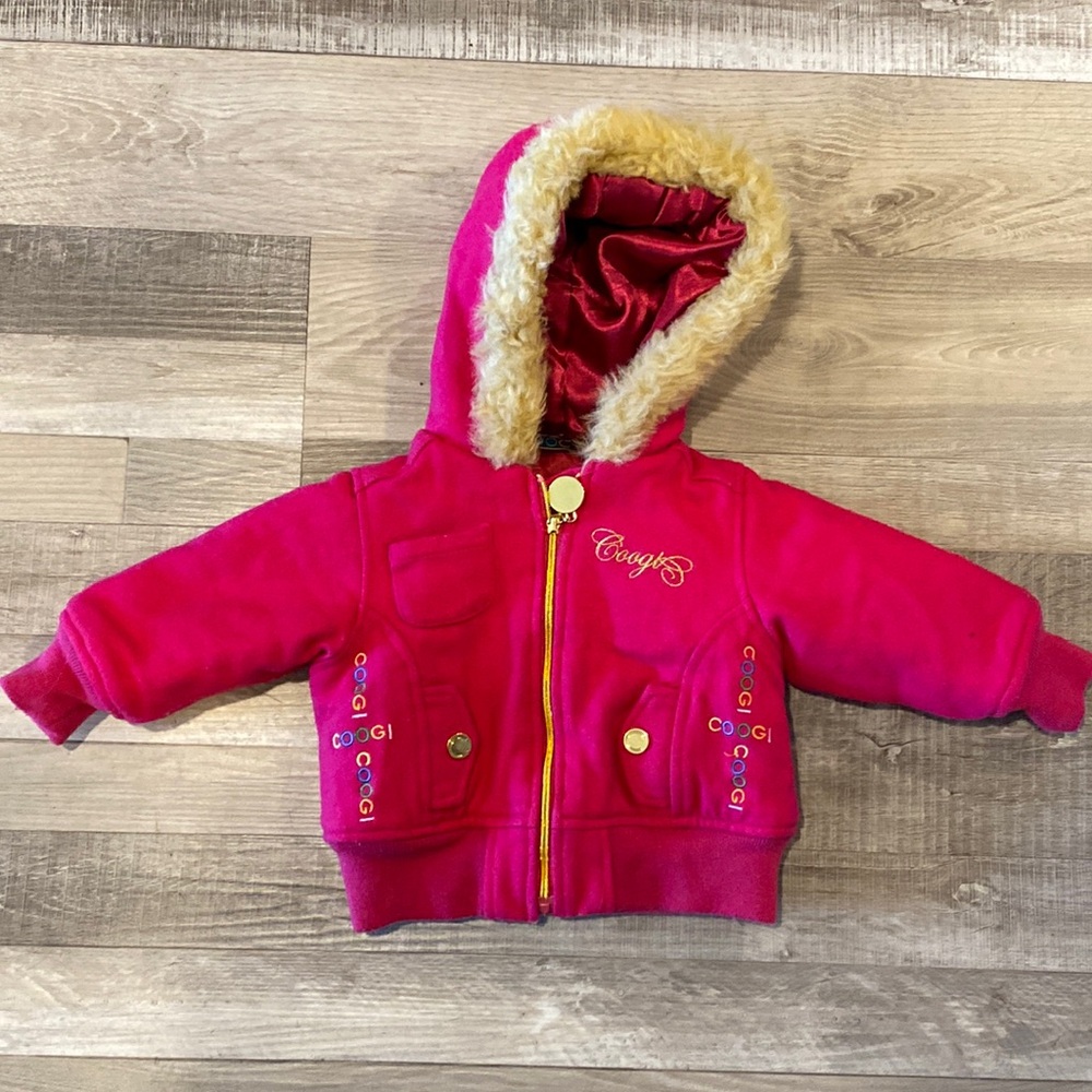 COOGI jacket winter pink fur 3-6M (A5526)